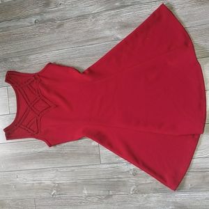 Red Embroidered Mesh Skater Dress Size small
